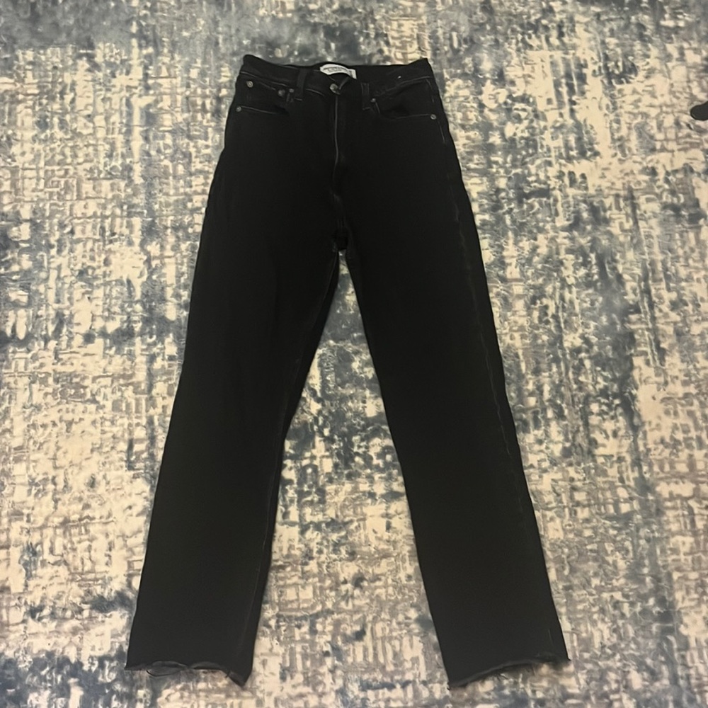 Black Abercrombie ankle straight ultra high rise jeans